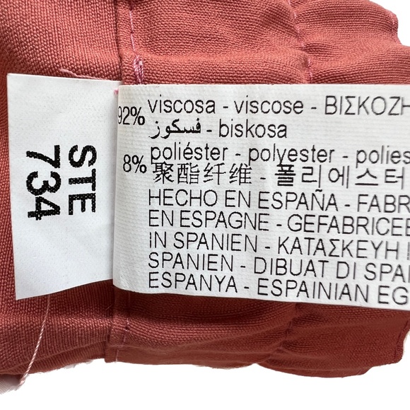 Zara Wide Leg Pants Cropped Cuffs Size XL Orange Brown Elastic Waist New NWT - Picture 8 of 9